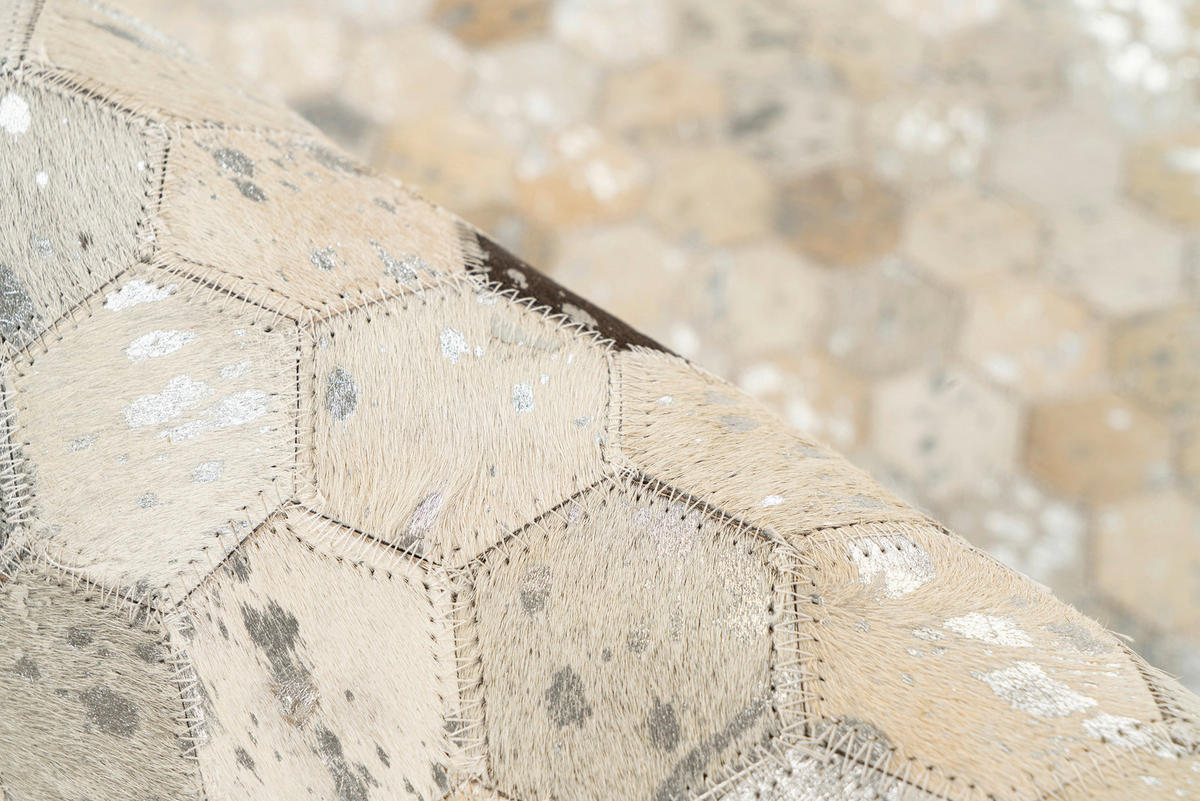 LEDERTEPPICH 120/170 cm  - Silberfarben/Grau, KONVENTIONELL, Leder/Textil (120/170cm)