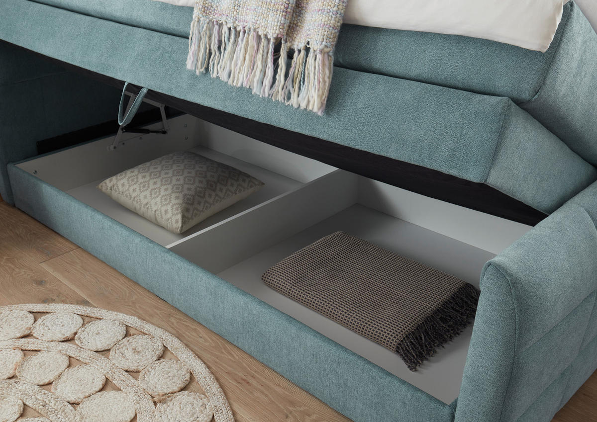 BOXSPRINGBETT 100/200 cm,  in Blau  - Blau, Basics, Holzwerkstoff/Kunststoff (100/200cm) - Xora