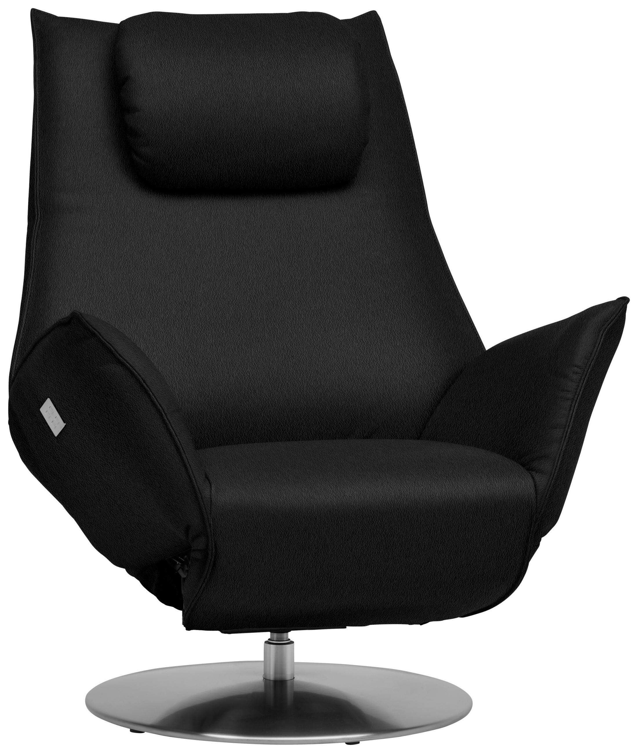 RELAXSESSEL in Leder Schwarz  - Edelstahlfarben/Schwarz, Design, Leder/Metall (92/79/90cm) - Koinor