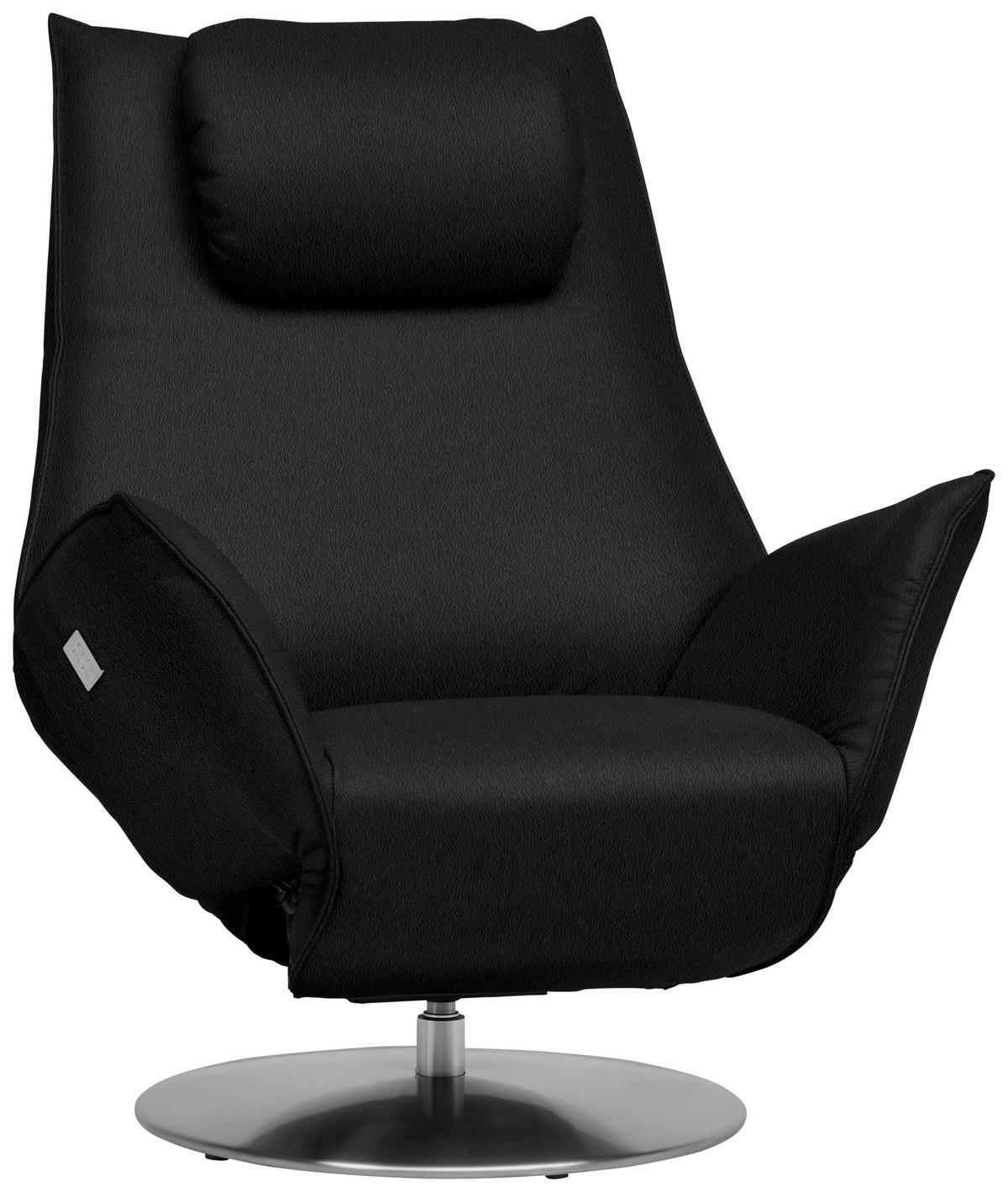 RELAXSESSEL in Leder Schwarz  - Edelstahlfarben/Schwarz, Design, Leder/Metall (92/79/90cm) - Koinor
