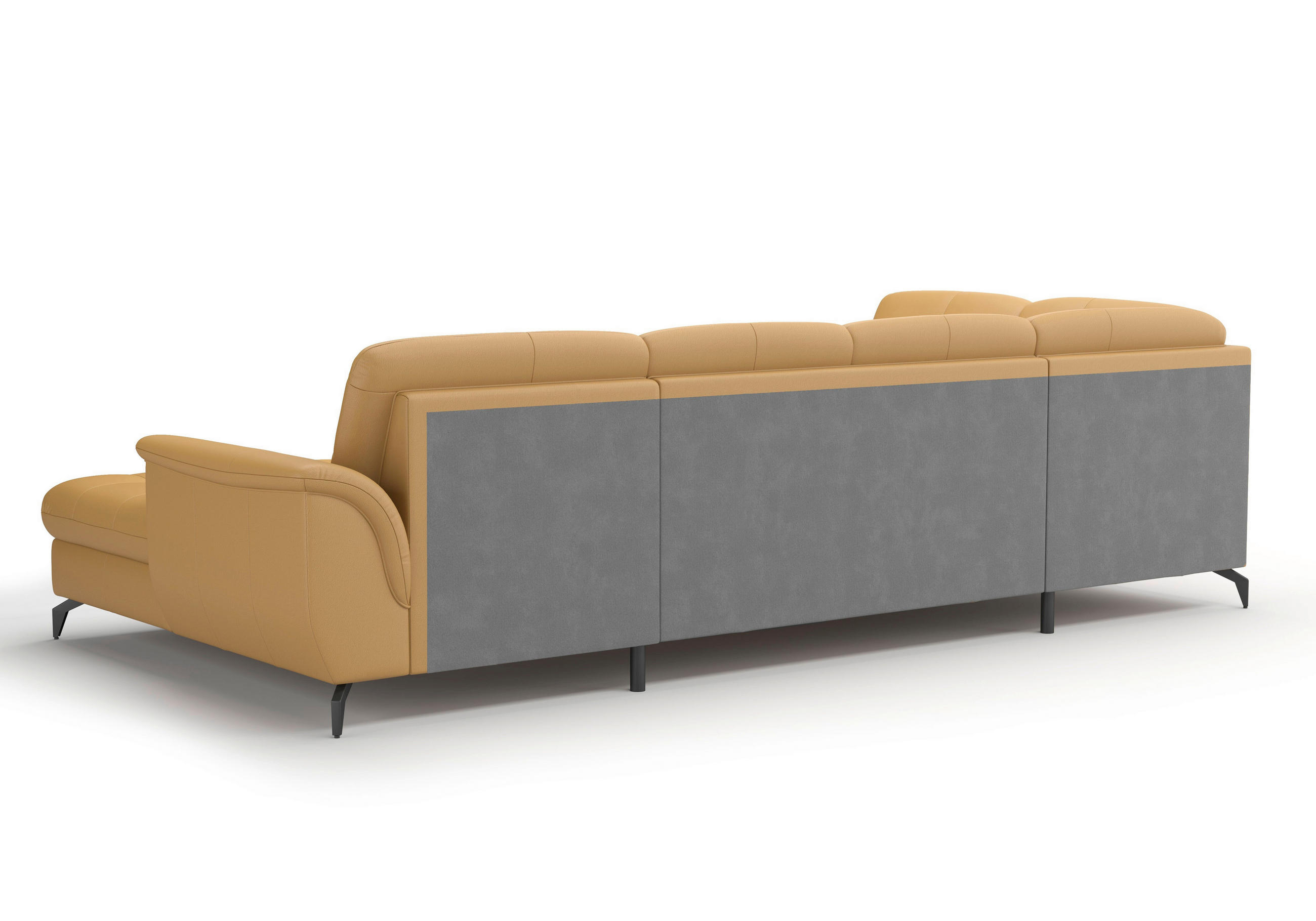 WOHNLANDSCHAFT in Vliesstoff Kombination Echtleder/Stoff Currygelb  - Currygelb/Schwarz, Modern, Leder/Textil (212/319/164cm) - Sit & More