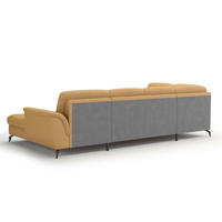 WOHNLANDSCHAFT Currygelb Kombination Echtleder/Stoff Vliesstoff  - Currygelb/Schwarz, MODERN, Leder/Textil (212/319/164cm) - Sit & More