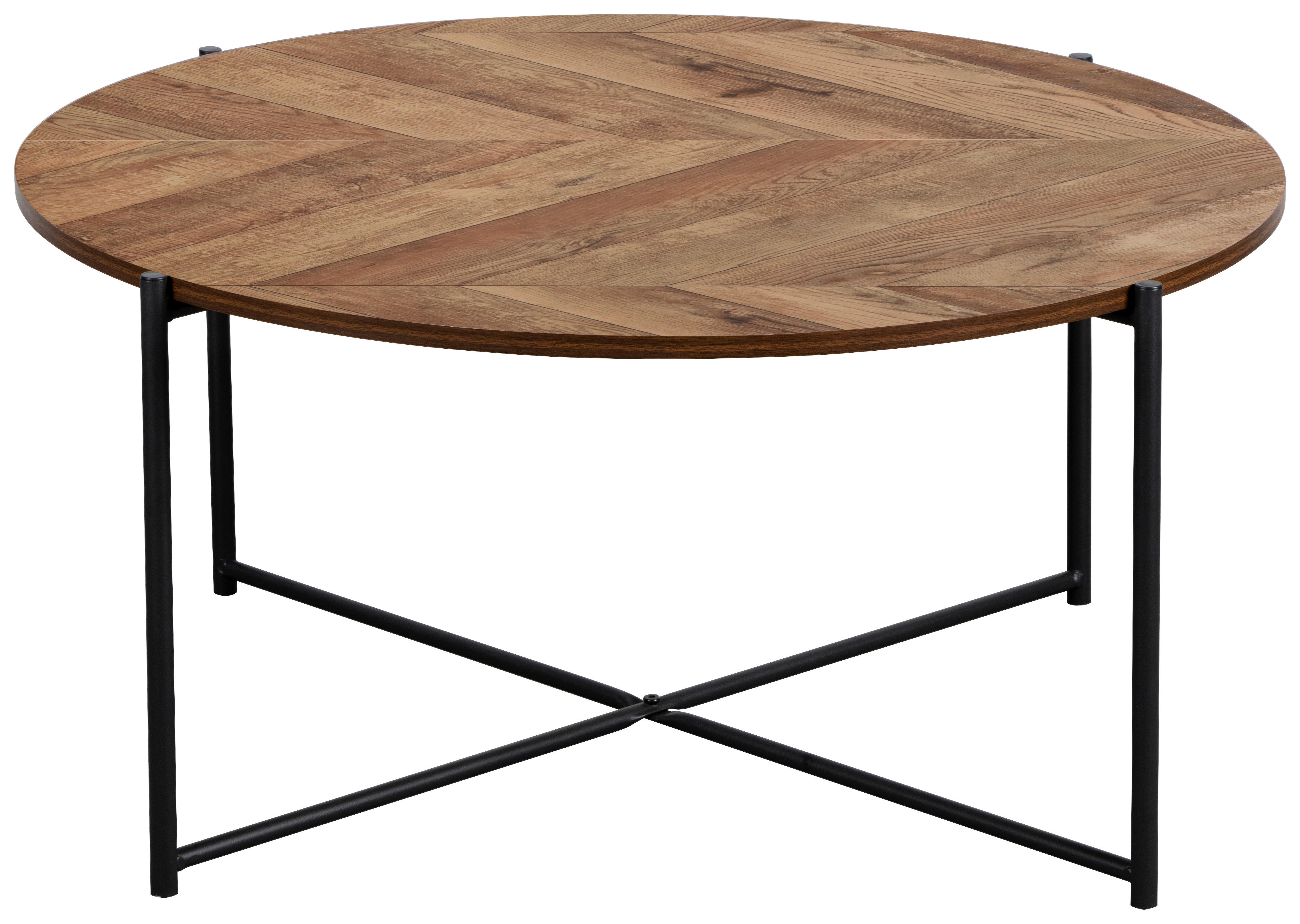 COUCHTISCH rund Naturfarben, Schwarz  - Schwarz/Naturfarben, Design, Holzwerkstoff/Metall (83/40/83cm) - MID.YOU