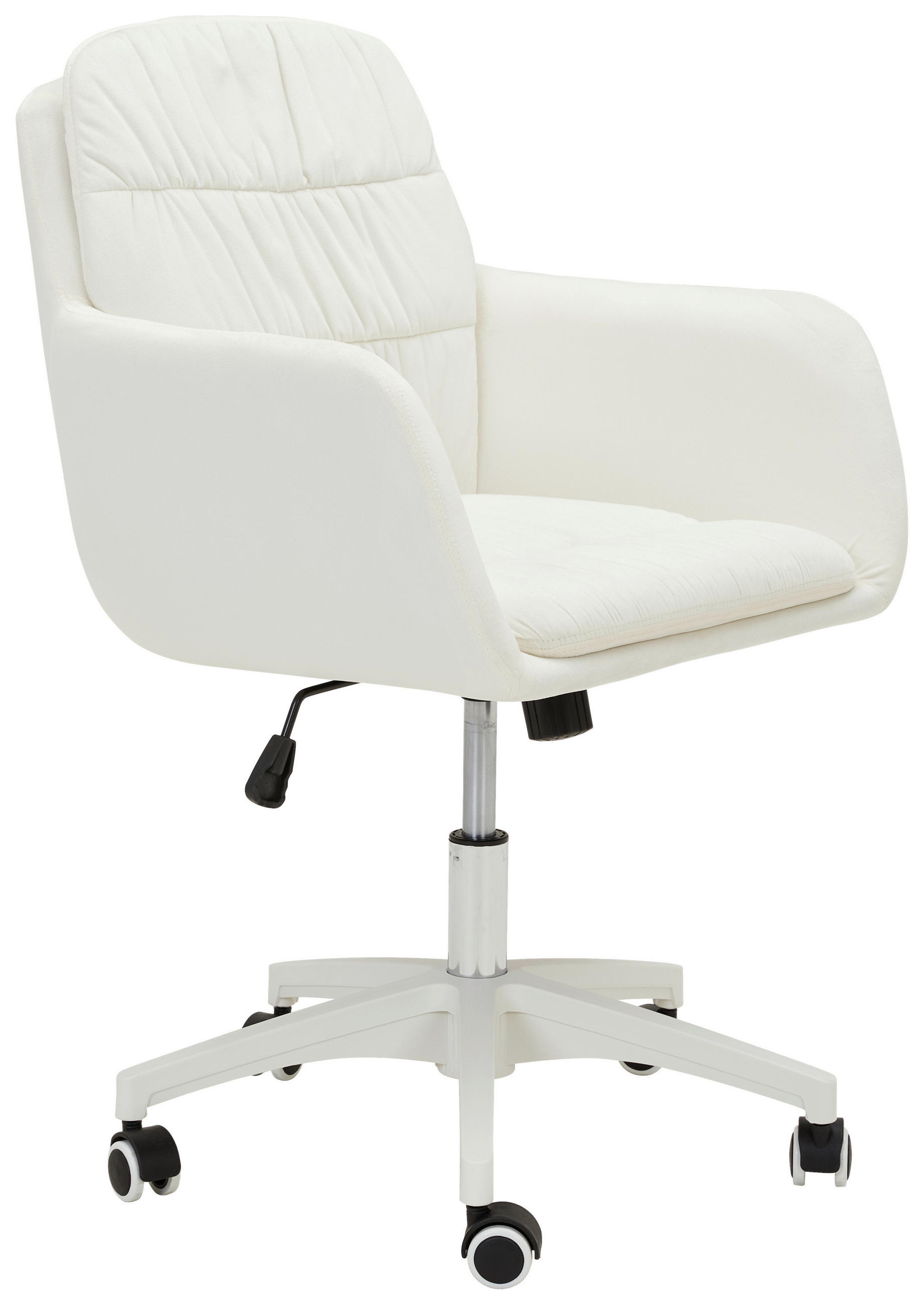 DREHSTUHL Samt Creme, Weiß - Creme/Weiß, MODERN, Kunststoff/Textil (58/80-90/63cm) - Livetastic