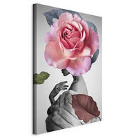 LEINWANDBILD Abstraktes, Menschen, Blumen, Frauen 80/120/1.2 cm  - Pink/Braun, Basics, Holz/Textil (80/120/1.2cm) - artgeist