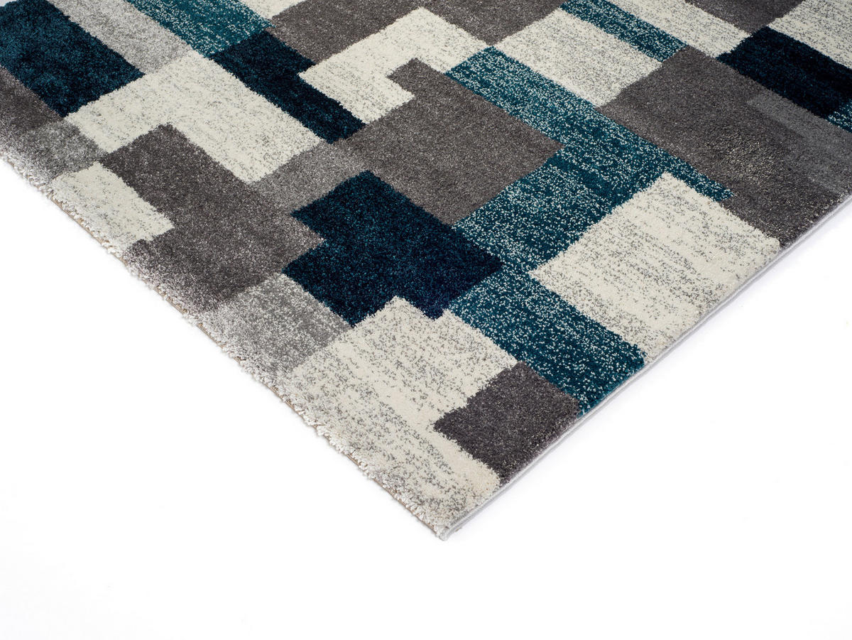 WEBTEPPICH 120/170 cm Astor Grid Grau, Petrol  - Petrol/Grau, KONVENTIONELL, Textil (120/170cm) - Novel