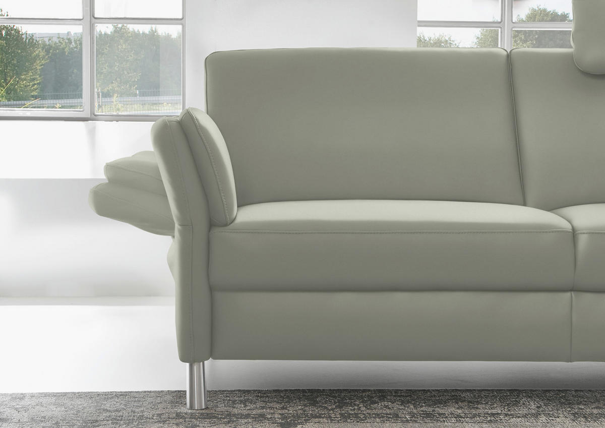 2,5-SITZER in Echtleder Hellgrau  - Hellgrau/Alufarben, Design, Leder/Metall (164/82/99cm) - Dieter Knoll