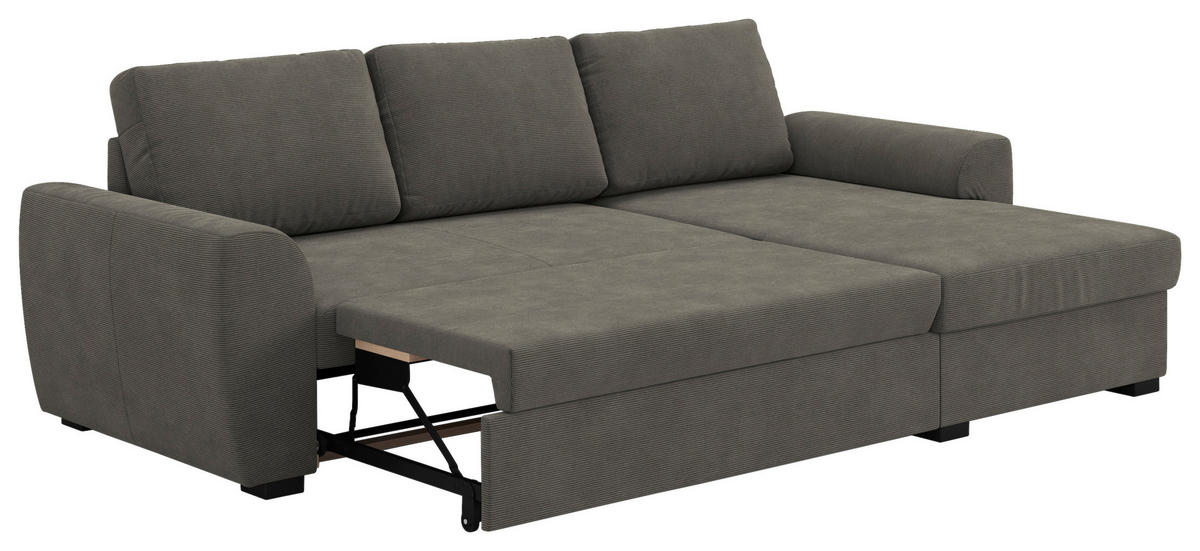 ECKSOFA  in Cord Anthrazit  253/154 cm  - Anthrazit/Schwarz, Trend, Kunststoff/Textil (253/154cm) - MID.YOU