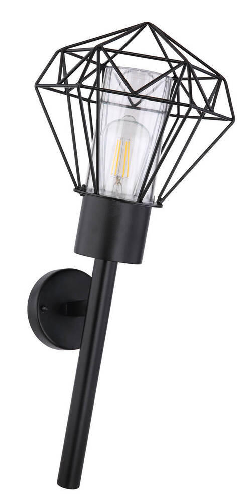 AUßENWANDLEUCHTE 22,5/28,5/28,5 cm - Klar/Schwarz, Basics, Kunststoff/Metall (22,5/28,5/28,5cm) - Globo
