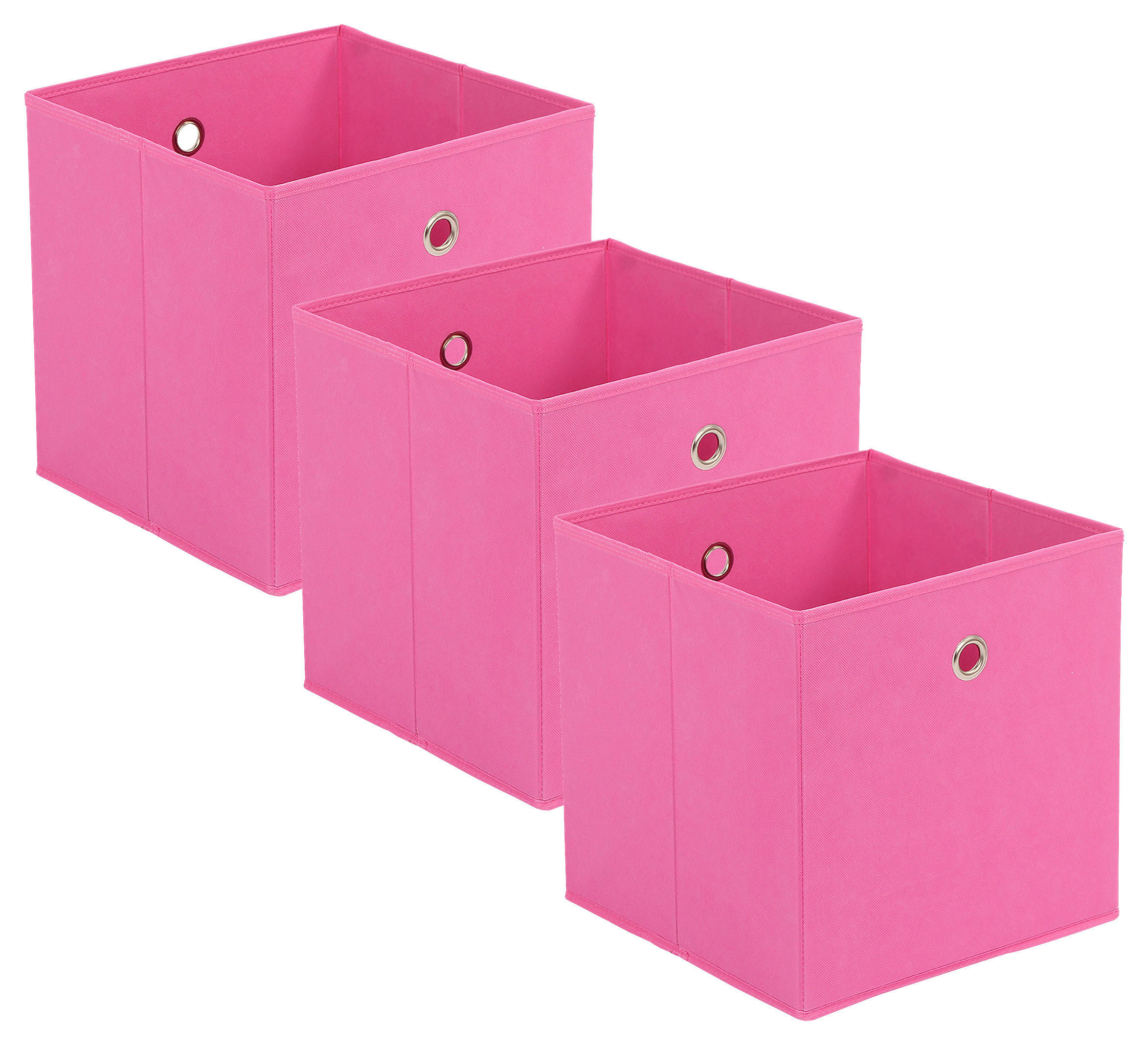 FALTBOX 3er Set - Pink/Silberfarben, Design, Karton/Textil (32/32/32cm) - Carryhome