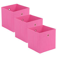 FALTBOX 3er Set - Pink/Silberfarben, Design, Karton/Textil (32/32/32cm) - Carryhome