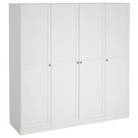 DREHTÜRENSCHRANK  in Weiß, 4 Tür(en)  - Silberfarben/Weiß, MODERN, Holzwerkstoff/Metall (195,5/200/61,7cm) - P & B
