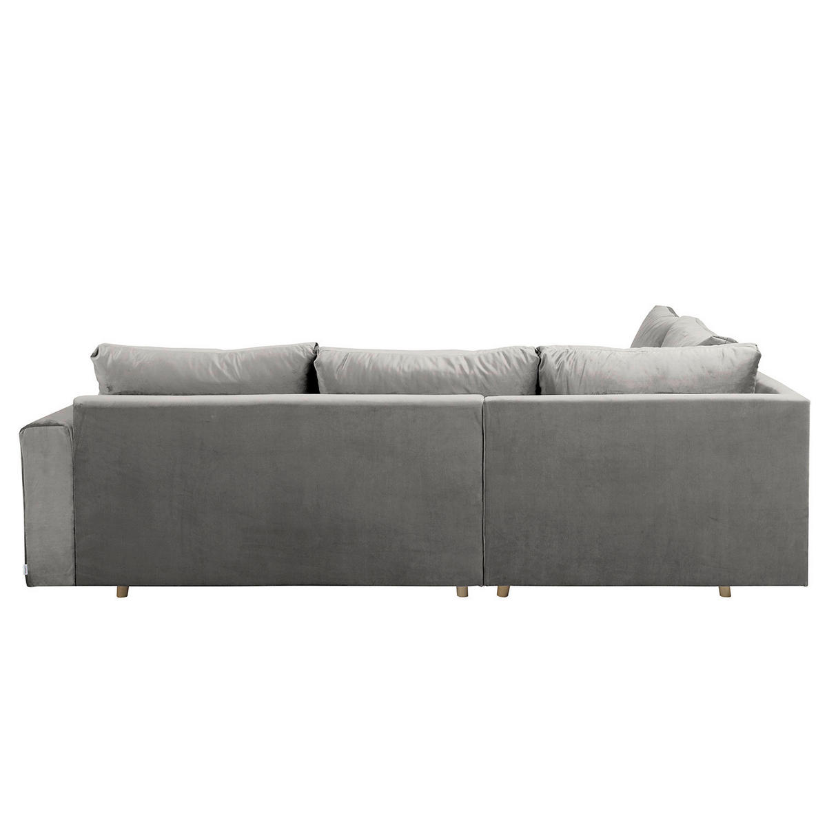 ECKSOFA inkl. Hocker Ariella Grau Samt Rückenkissen, Hocker  - Naturfarben/Grau, Design, Holz/Textil (161/231cm) - Livetastic