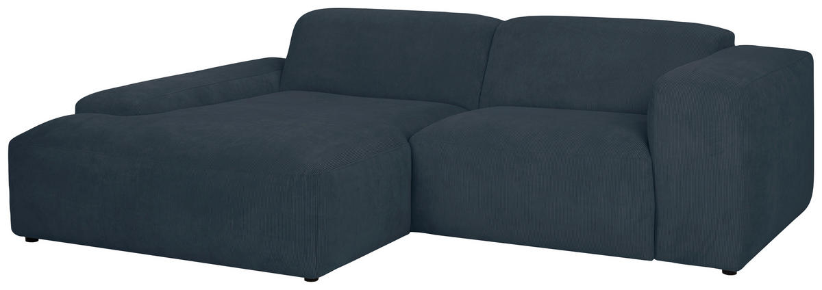 ECKSOFA in Cord Blau  170/252 cm  - Blau/Schwarz, Design, Kunststoff/Textil (170/252cm) - MID.YOU
