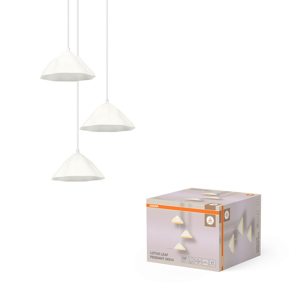 HÄNGELEUCHTE 43,7/156,2 cm  - Weiß, Design, Papier/Metall (43,7/156,2cm) - Osram