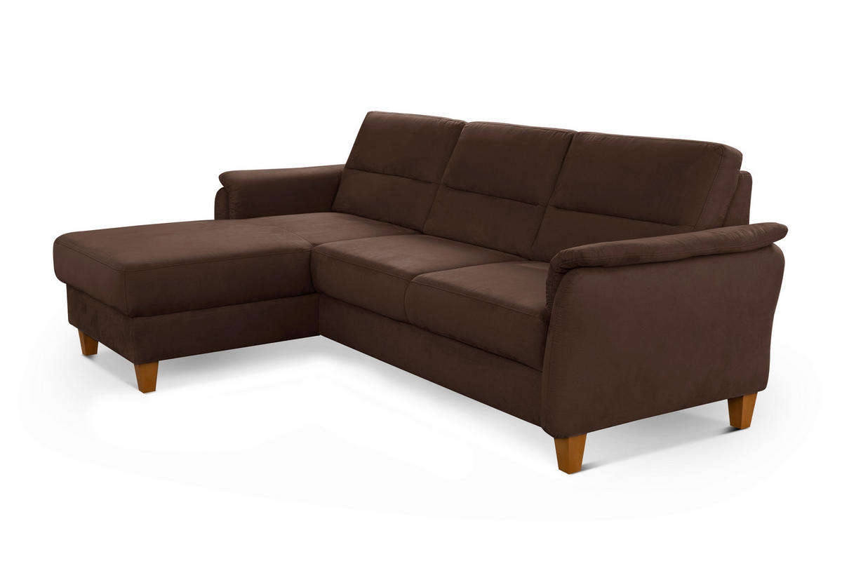 ECKSOFA PALMERA V Dunkelbraun Mikrofaser  - Eichefarben/Dunkelbraun, KONVENTIONELL, Holz/Textil (163/244cm) - Sit & More