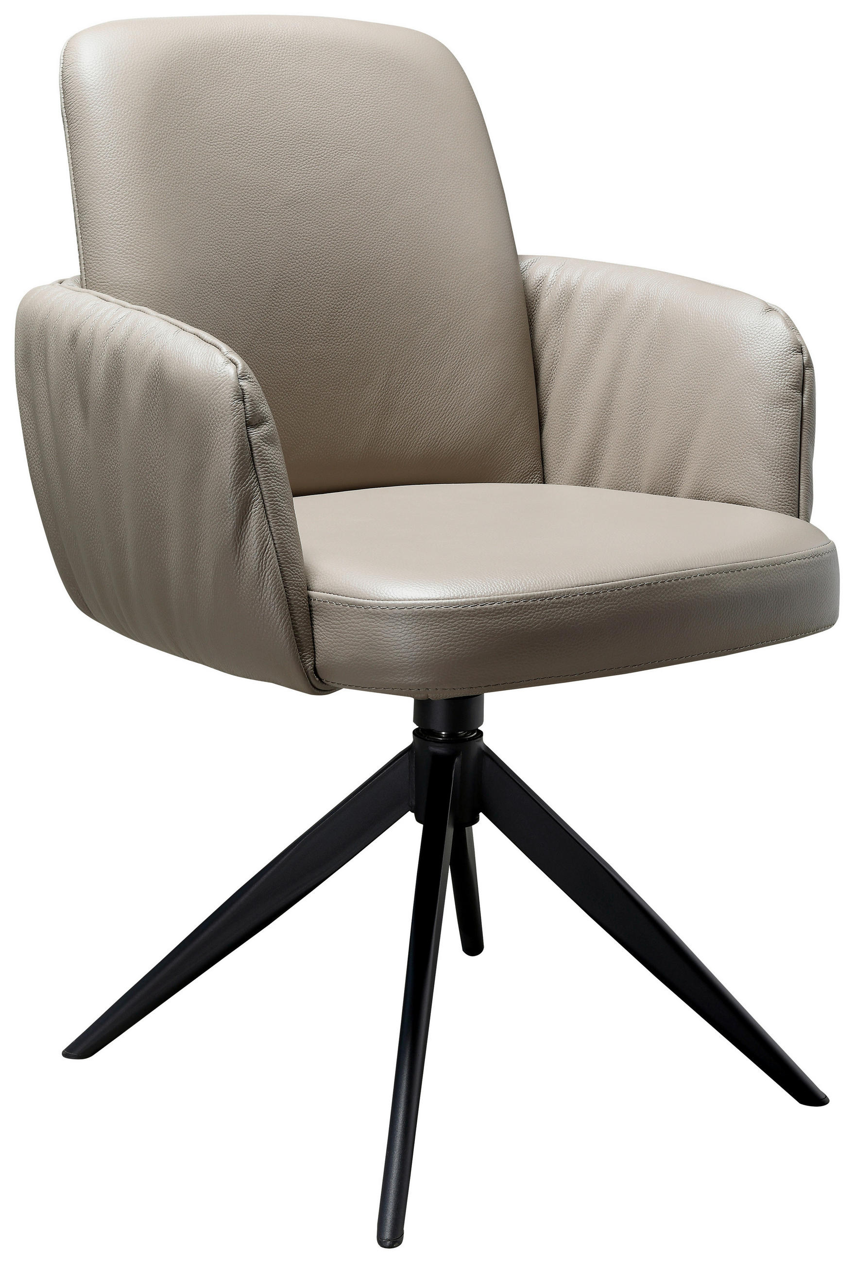 STOL MED ARMSTÖD järn äkta läder pigmenterad  - svart/taupe, Design, metall/läder (59/85/62cm) - Niels Andersson