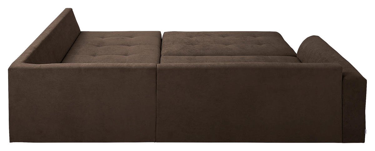 ECKSOFA inkl. Hocker Ariella in Mikrofaser Schlammfarben  161/231 cm  - Schlammfarben/Naturfarben, Design, Holz/Textil (161/231cm) - Livetastic
