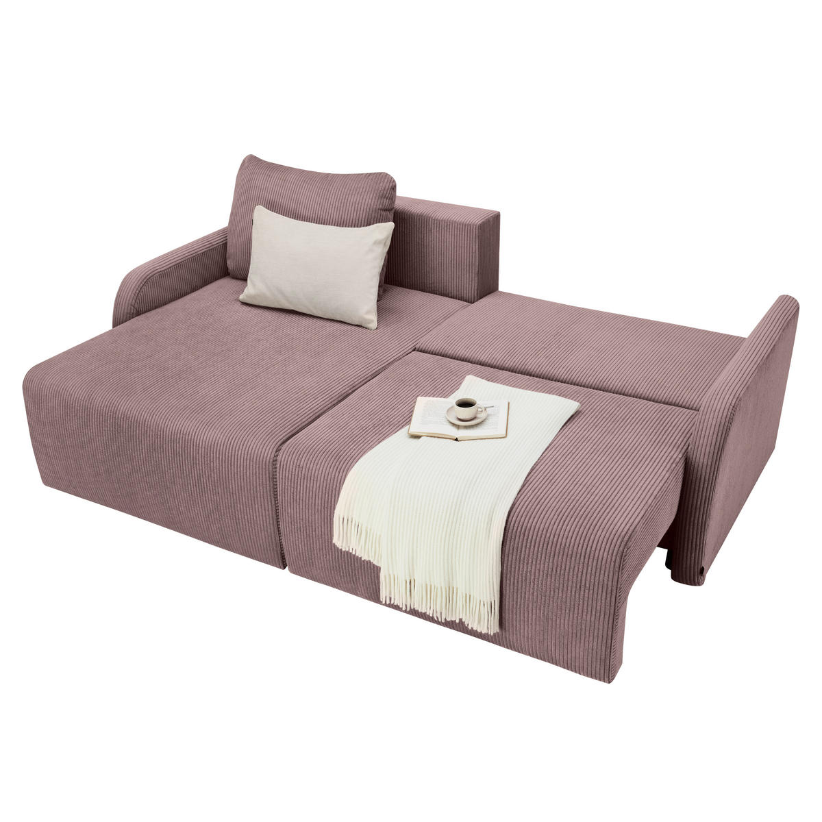 ECKSOFA in Cord Rosa  - Schwarz/Rosa, Konventionell, Kunststoff/Textil (217/146cm) - Carryhome