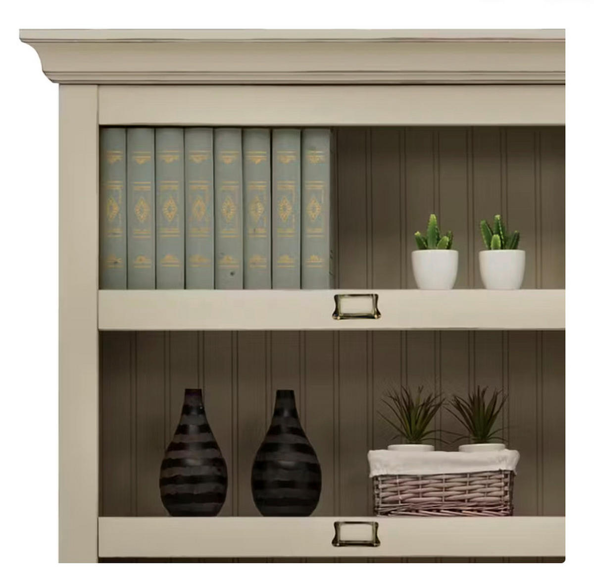 BÜCHERWAND Pinie massiv Elfenbein  - Elfenbein/Bronzefarben, LIFESTYLE, Holz/Metall (214/238,5/46,5cm) - Livetastic