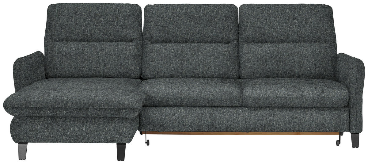 ECKSOFA Grau Chenille  - Schwarz/Grau, KONVENTIONELL, Textil/Metall (190/254cm) - Livetastic