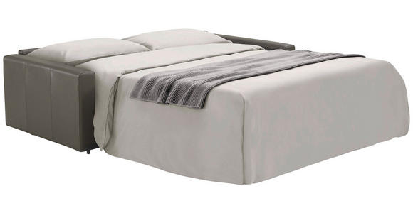 SCHLAFSOFA Bard in Echtleder Grau  - Hellgrau/Schwarz, KONVENTIONELL, Leder/Kunststoff (206/81/96cm) - Novel