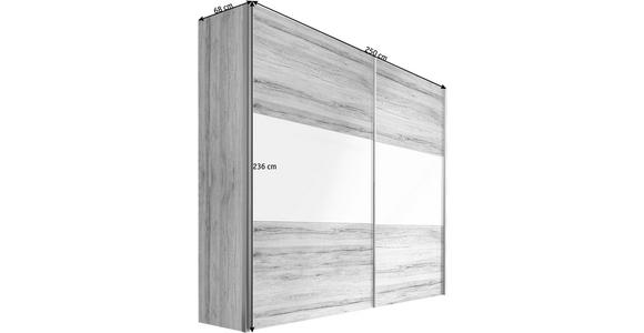 SCHWEBETÜRENSCHRANK in Eichefarben, Weiß - Eichefarben/Alufarben, Design, Holzwerkstoff/Metall (250/236/68cm) - Hom`in