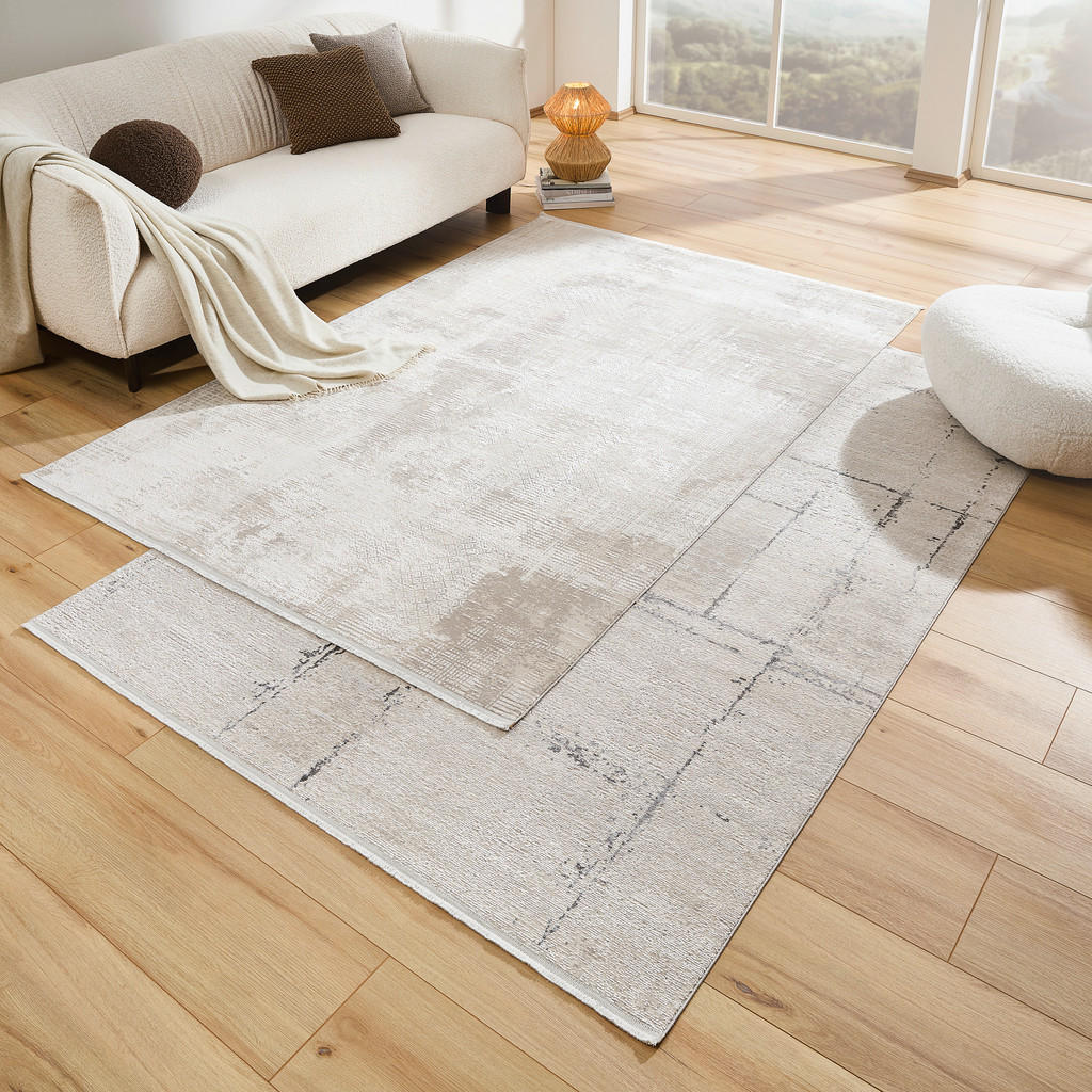 Thumbnail - Dieter Knoll Vintage-Teppich, Beige, Textil, Abstraktes, rechteckig, 133x190 cm, Oeko-Tex® Standard 100, leicht zusammen...