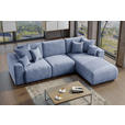 ECKSOFA Hellblau Samt  - Chromfarben/Hellblau, KONVENTIONELL, Kunststoff/Textil (293/195cm) - Carryhome