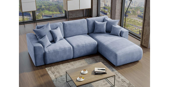 ECKSOFA in Samt Hellblau  - Chromfarben/Hellblau, KONVENTIONELL, Kunststoff/Textil (293/195cm) - Carryhome