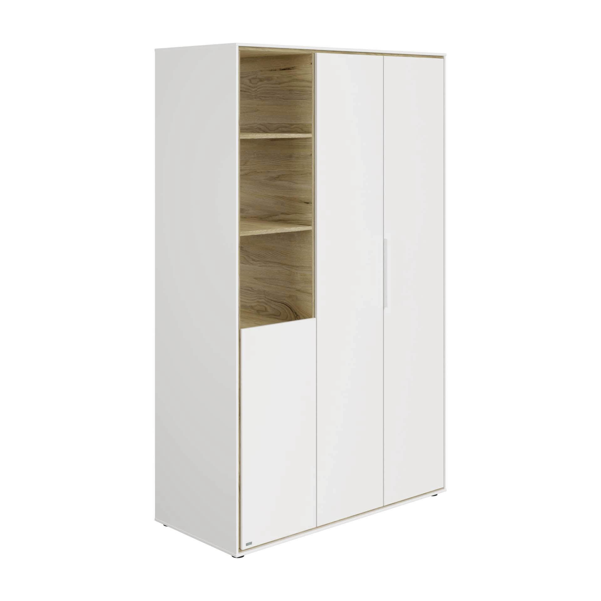 BABYKLEIDERSCHRANK Lieven Weiß, Eichefarben - Eichefarben/Weiß, Basics, Holzwerkstoff (125,9/203,6/54,8cm) - Paidi