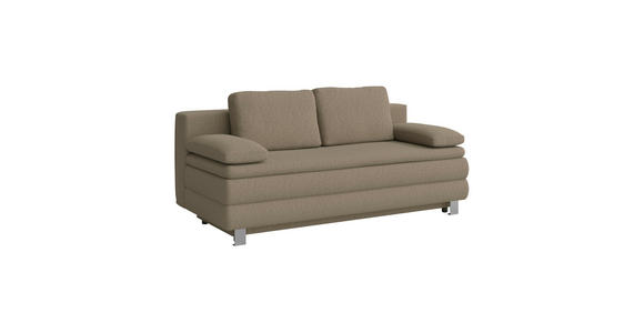 BOXSPRINGSOFA in Flachgewebe Taupe  - Taupe/Silberfarben, Design, Textil/Metall (202/96/105cm) - Carryhome