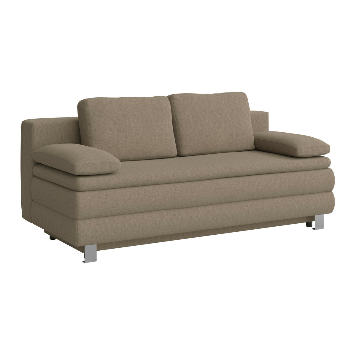 BOXSPRINGSOFA in Flachgewebe Taupe  - Taupe/Silberfarben, Design, Textil/Metall (202/96/105cm) - MID.YOU
