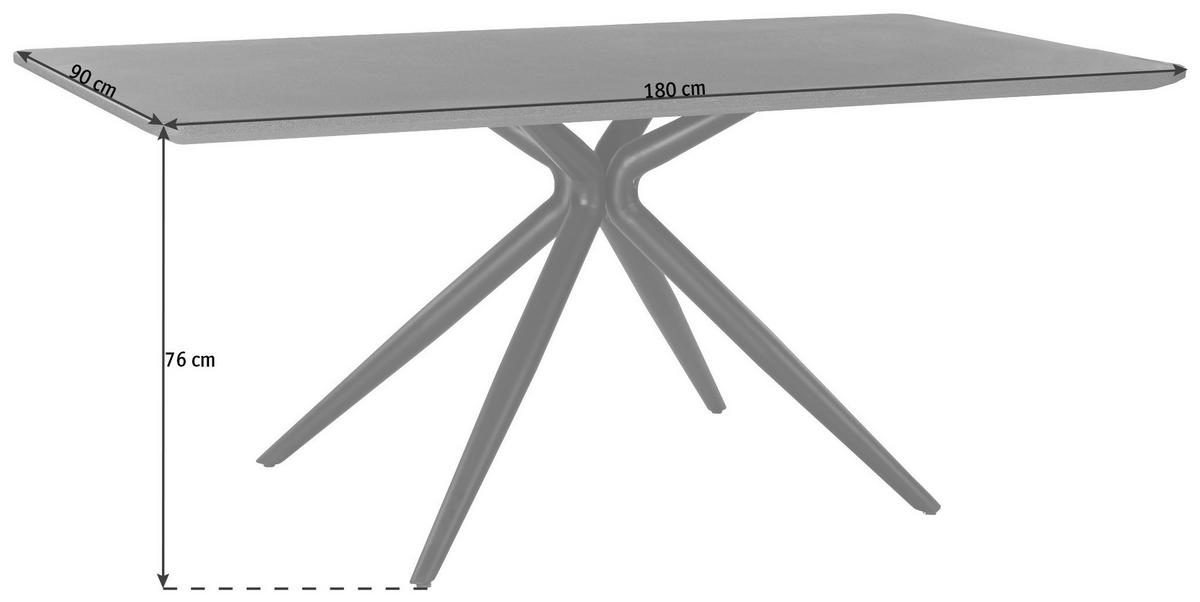 ESSTISCH 180/90/76 cm Nachbildung  Metall, Holzwerkstoff rechteckig Dunkelgrau  - Dunkelgrau/Schwarz, Design, Holzwerkstoff/Metall (180/90/76cm) - Xora
