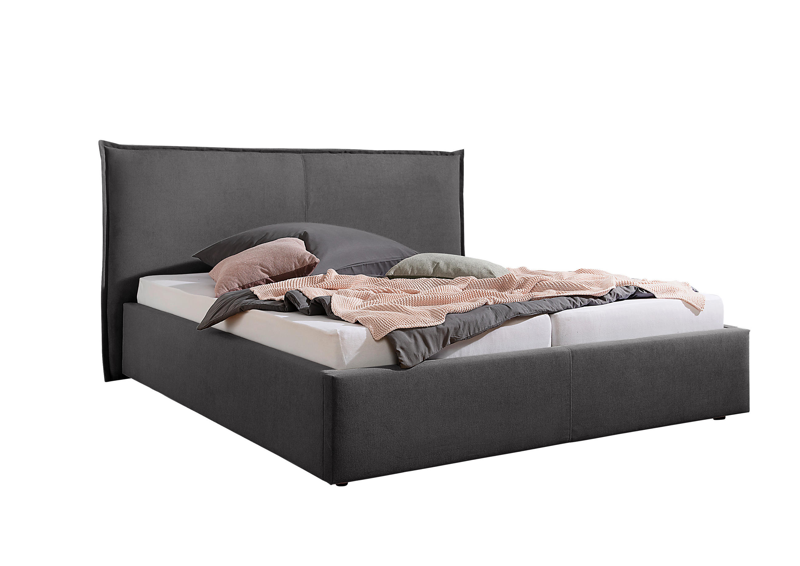 POLSTERBETT 200/200 cm,  in Anthrazit,  - Anthrazit/Schwarz, MODERN, Kunststoff/Textil (200/200cm) - Livetastic