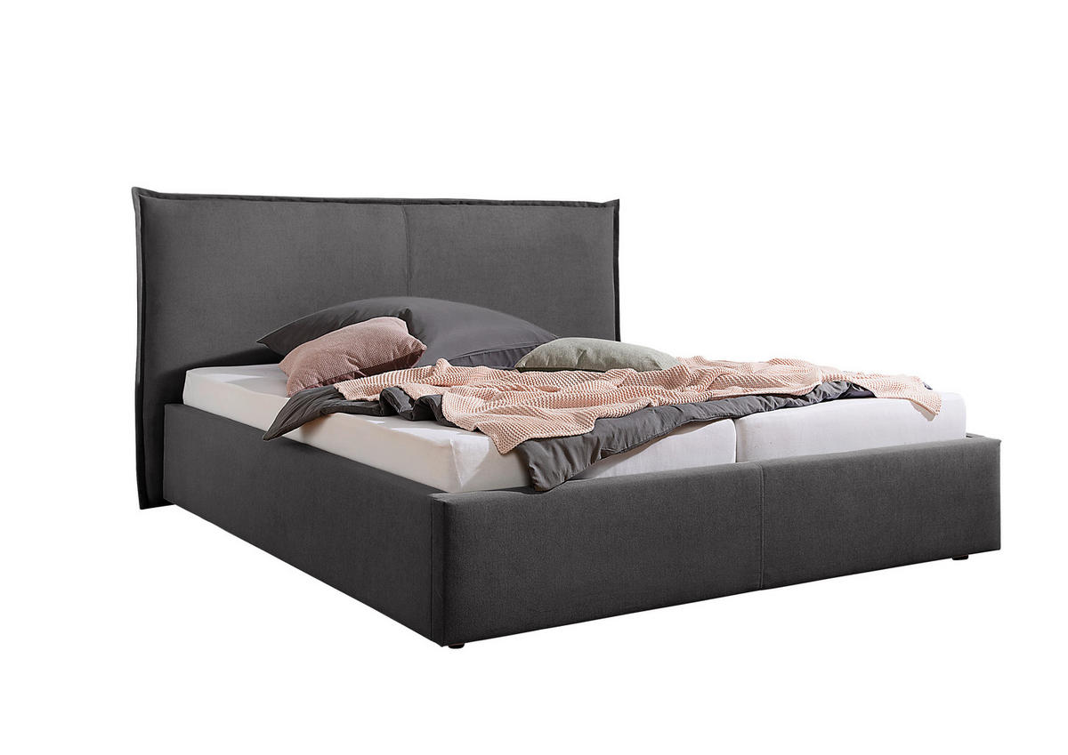 POLSTERBETT 160/200 cm,  in Anthrazit,  - Anthrazit/Schwarz, MODERN, Kunststoff/Textil (160/200cm) - Livetastic