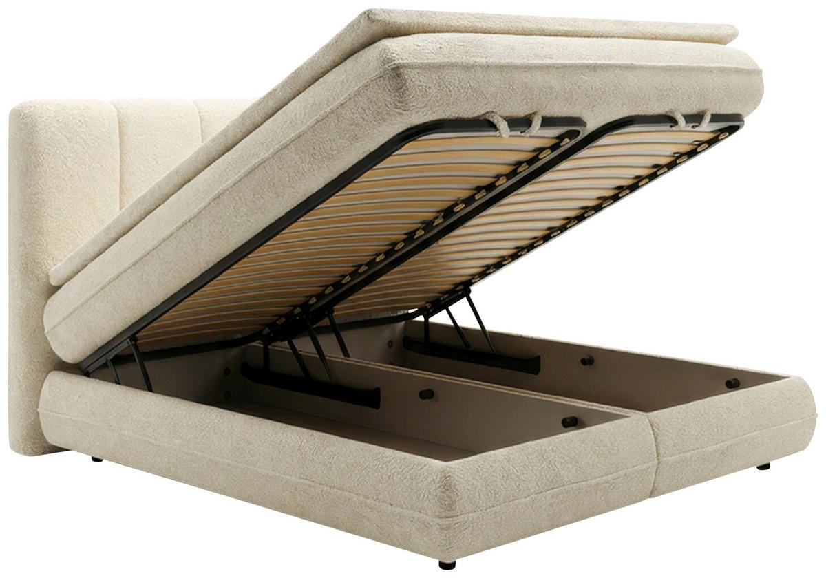 POSTELJA Z VZMETNICO   x  , les bež  - črna/bež, Moderno, kovina/umetna masa (180/200cm) - Hom`in