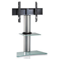 TV-Rack in Klar/Silberfarbe - Klar/Silberfarben, Konventionell, Glas/Metall (80/111/40cm) - MID.YOU