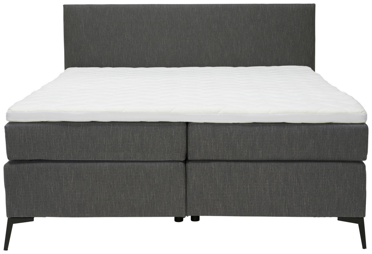 BOXSPRINGBETT 140/200 cm  in Anthrazit, Schwarz  - Anthrazit/Schwarz, Design, Textil/Metall (140/200cm) - Hom`in