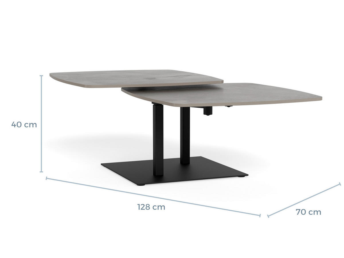 COUCHTISCH CARBALLO 122/70/40 cm rechteckig Grau, Schwarz  - Schwarz/Grau, Design, Keramik/Metall (122/70/40cm) - MID.YOU