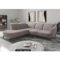 ECKSOFA ZOE E Silberfarben Chenille  - Silberfarben/Schwarz, KONVENTIONELL, Textil/Metall (267/300cm) - Sit & More