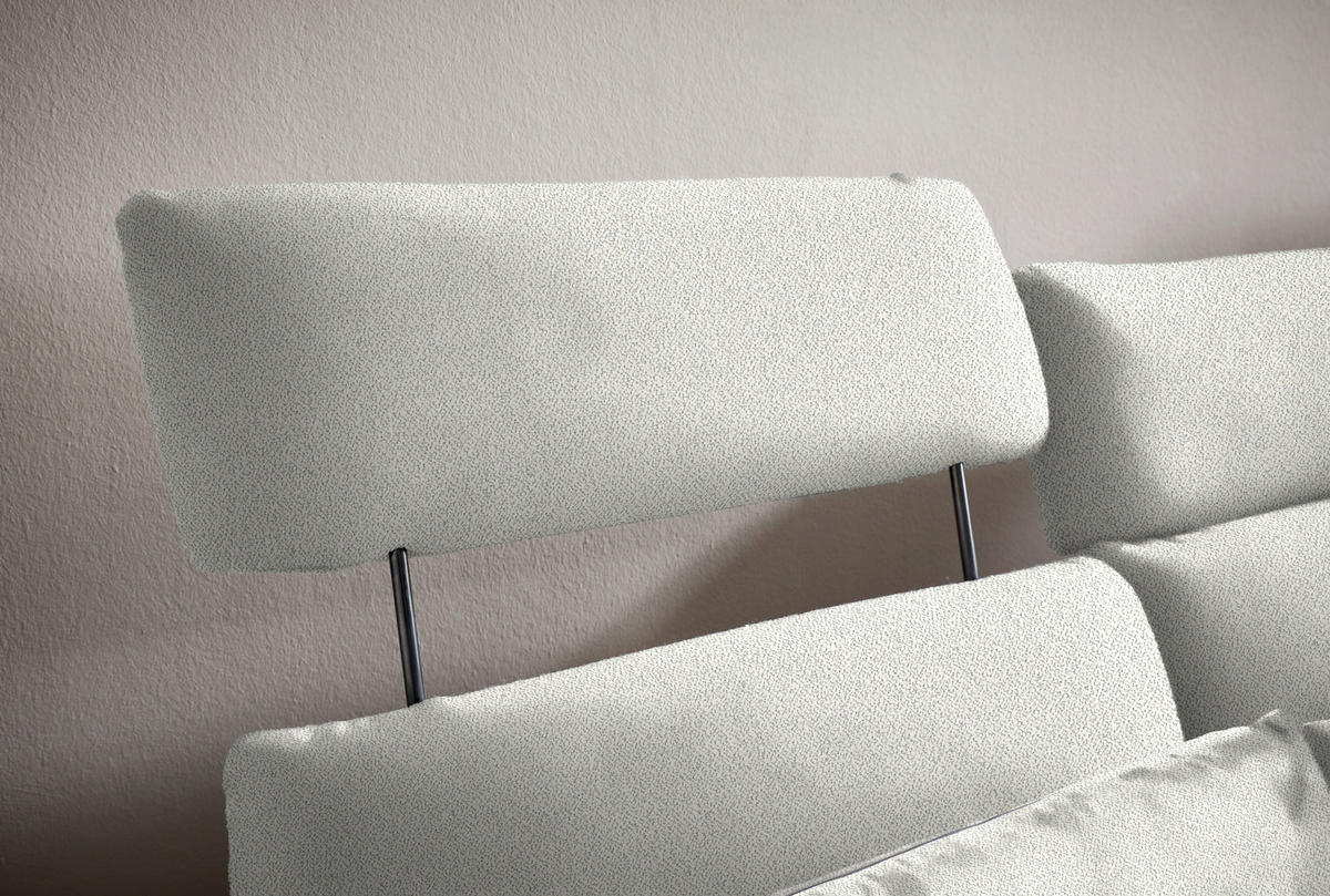 ECKSOFA in Flachgewebe Weiss  - Weiss/Schwarz, Design, Textil/Metall (259/152cm) - Dieter Knoll