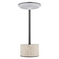 AKKU-TISCHLEUCHTE TRAVERTIN 12/27.6 cm  - Schwarzchrom/Schwarz, Design, Kunststoff/Stein (12/27.6cm) - Globo