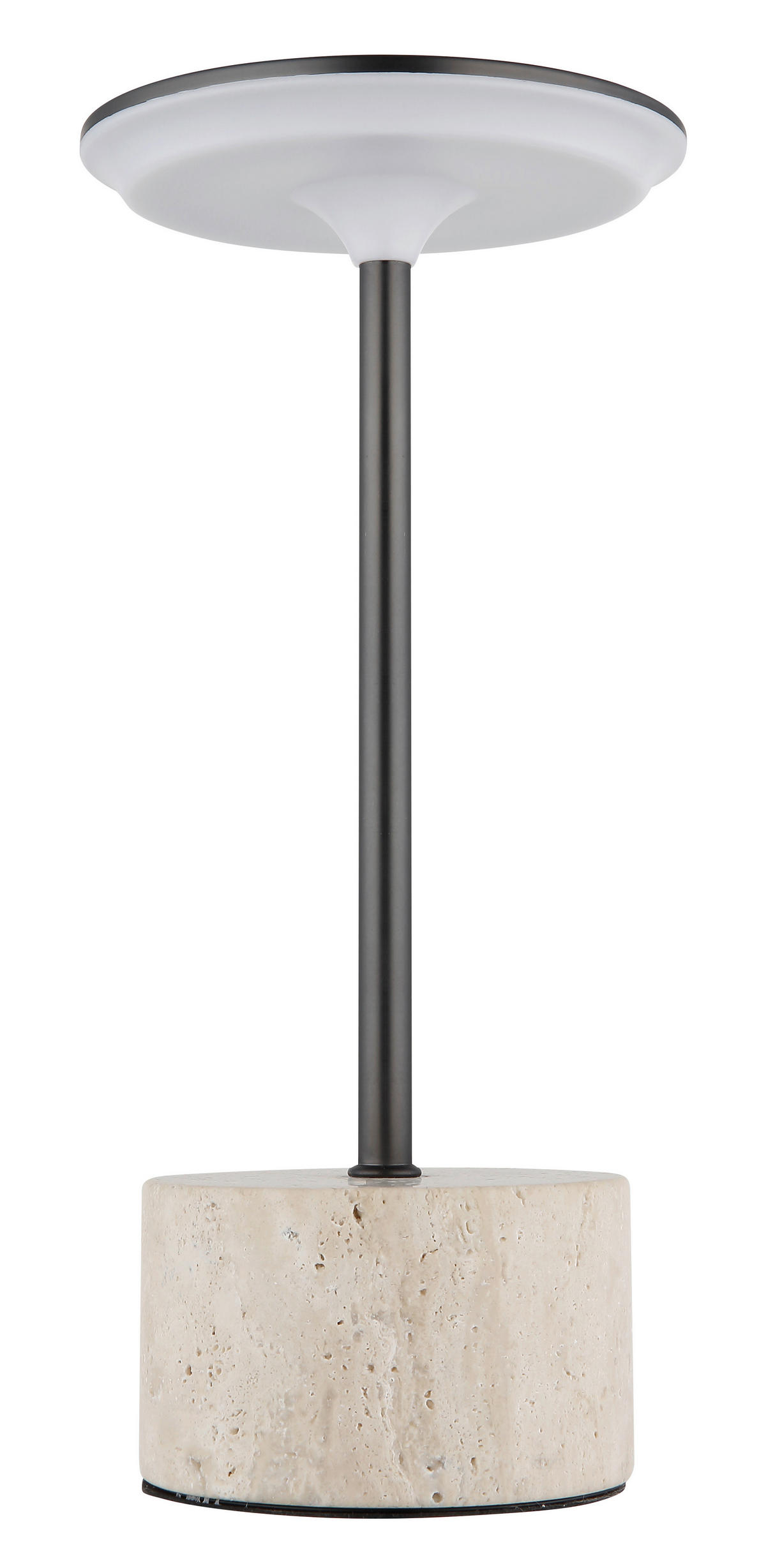 AKKU-TISCHLEUCHTE TRAVERTIN 12/27.6 cm  - Schwarzchrom/Schwarz, Design, Kunststoff/Stein (12/27.6cm) - Globo