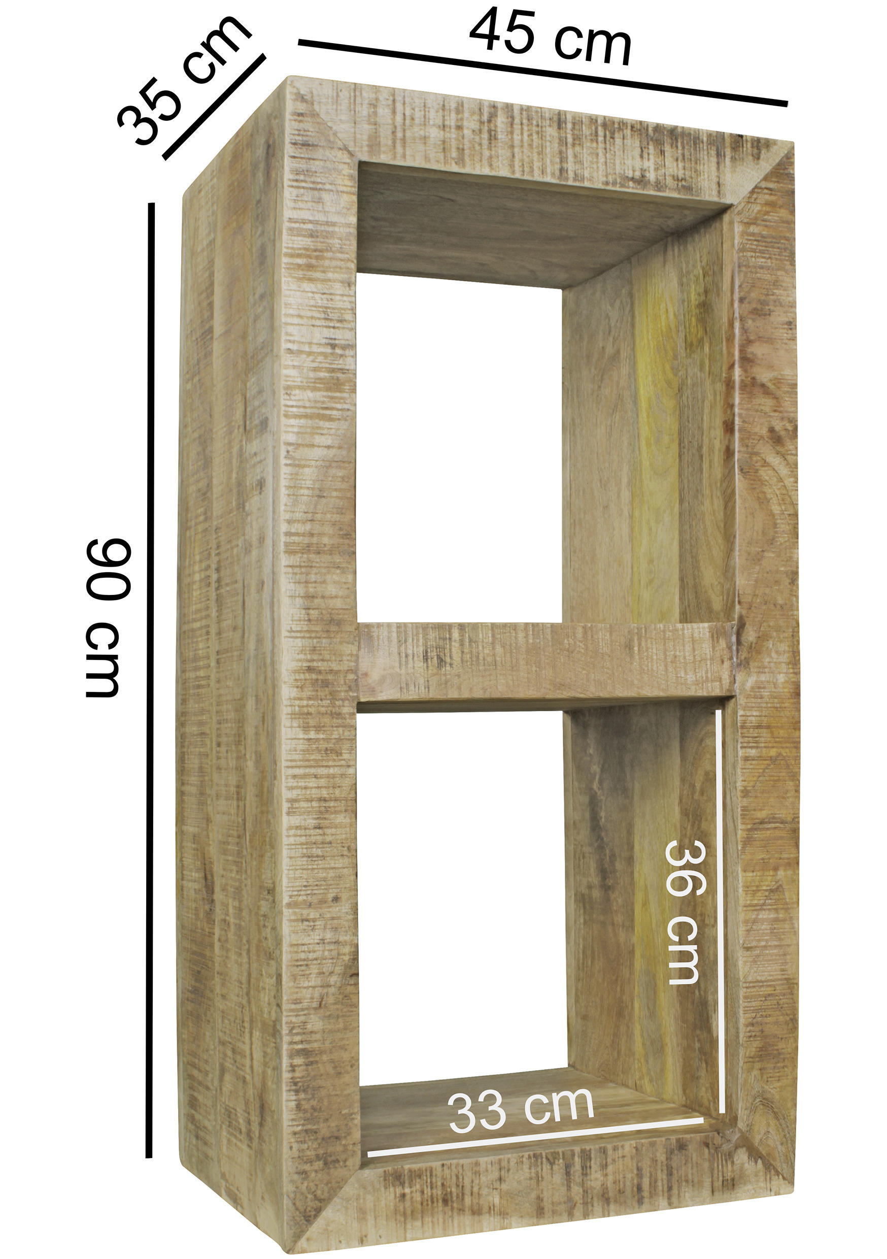 REGAL Mangoholz massiv Braun  - Braun, Design, Holz (45/90/35cm) - MID.YOU