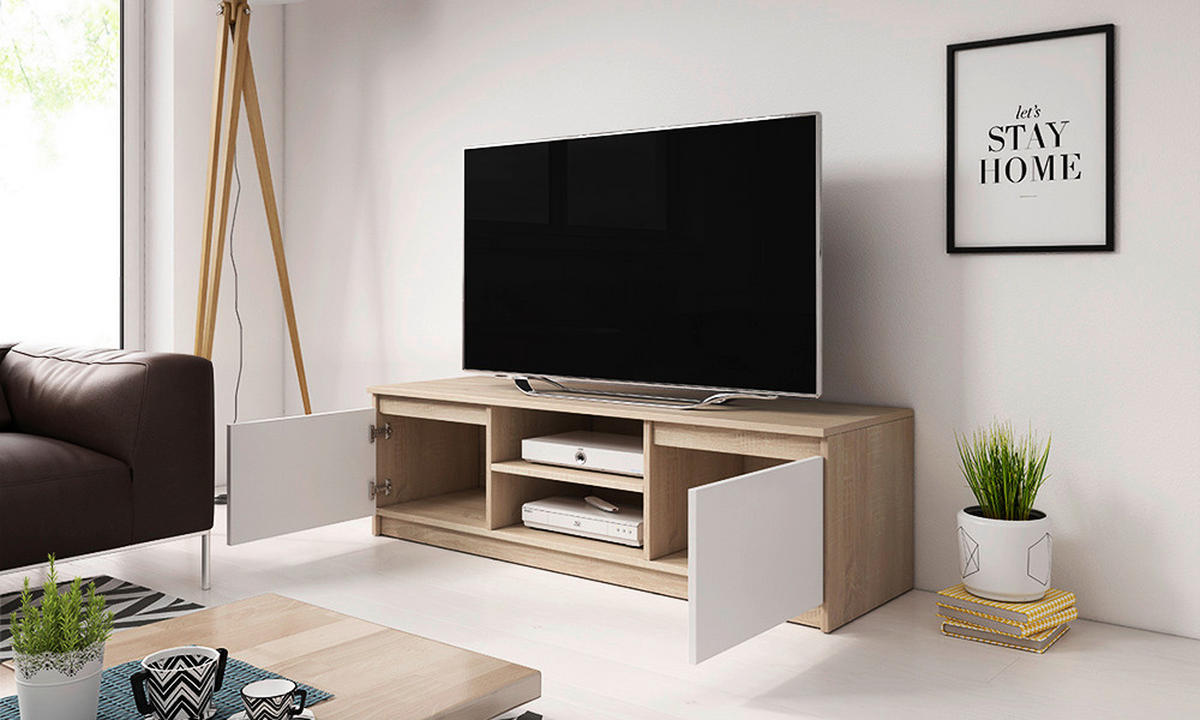 LOWBOARD  120/35,5/38 cm  stehend  - Schwarz/Weiß, Design, Holzwerkstoff/Kunststoff (120/35,5/38cm) - Livetastic