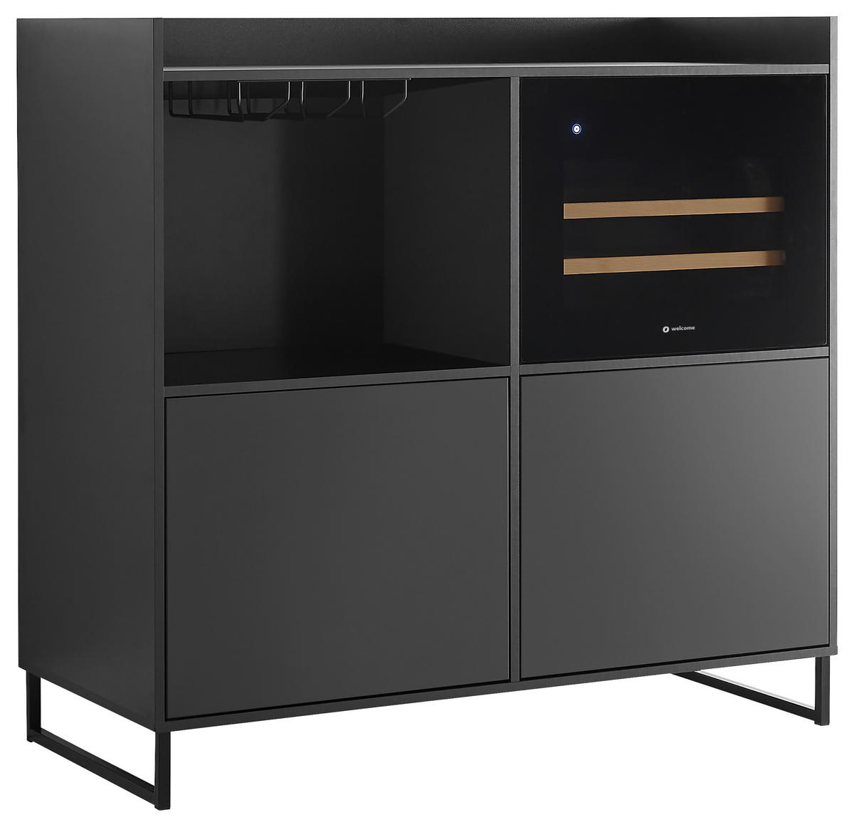 SIDEBOARD Mosel Weinschrank 125/120/58 cm  - Schwarz, KONVENTIONELL, Holzwerkstoff/Metall (125/120/58cm) - Carryhome