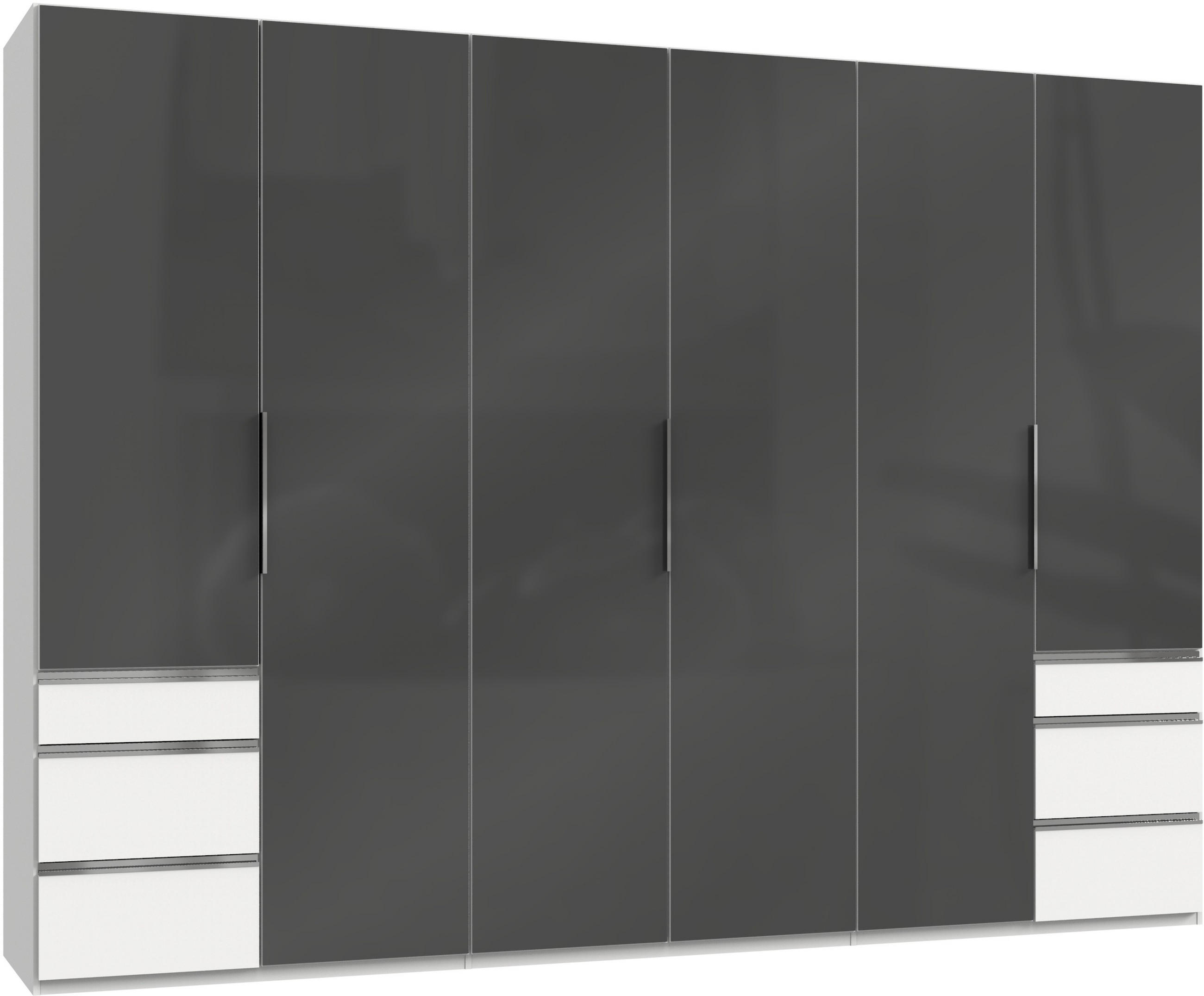 DREHTÜRENSCHRANK 300/216/58 cm 6-türig Grau, Weiß  - Chromfarben/Weiß, MODERN, Glas/Holzwerkstoff (300/216/58cm) - MID.YOU