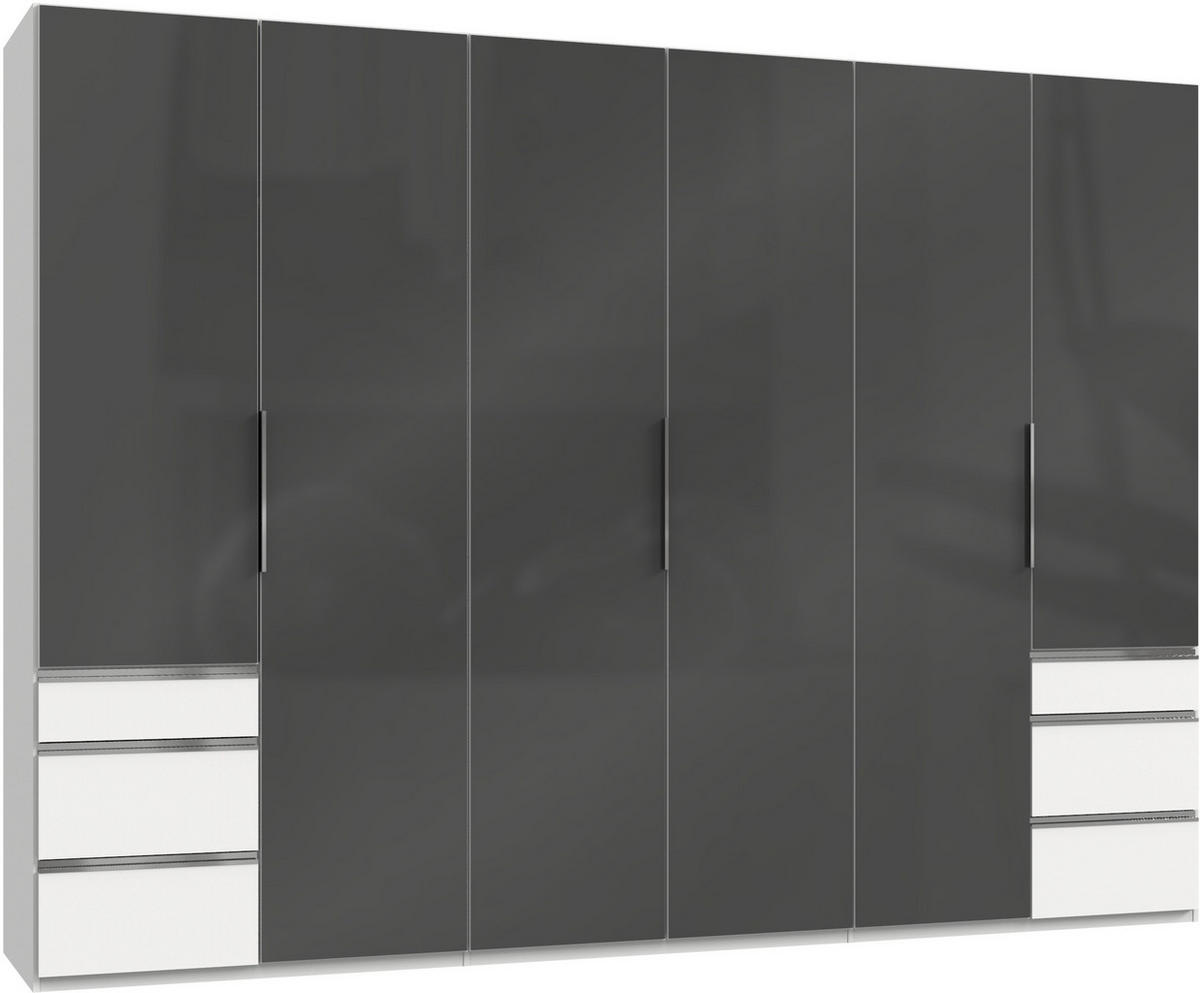 DREHTÜRENSCHRANK in Weiss, Grau  - Chromfarben/Weiss, Modern, Glas/Holzwerkstoff (300/216/58cm) - MID.YOU