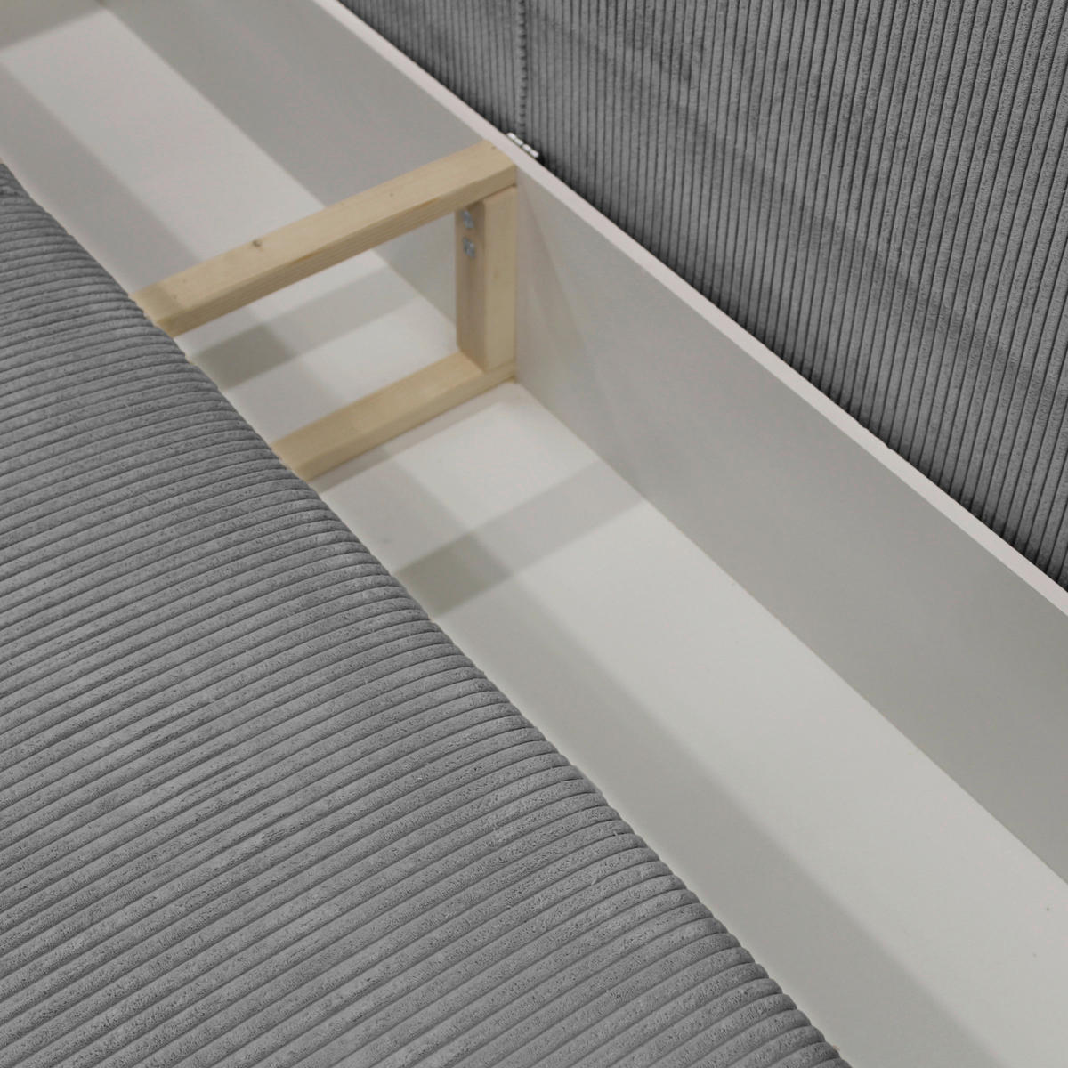 SCHLAFSOFA LOFT Cord Dunkelgrau  inkl. Zierkissen, Rückenkissen, Bettkasten  - Dunkelgrau/Schwarz, Design, Kunststoff/Textil (255/90/97cm) - MID.YOU